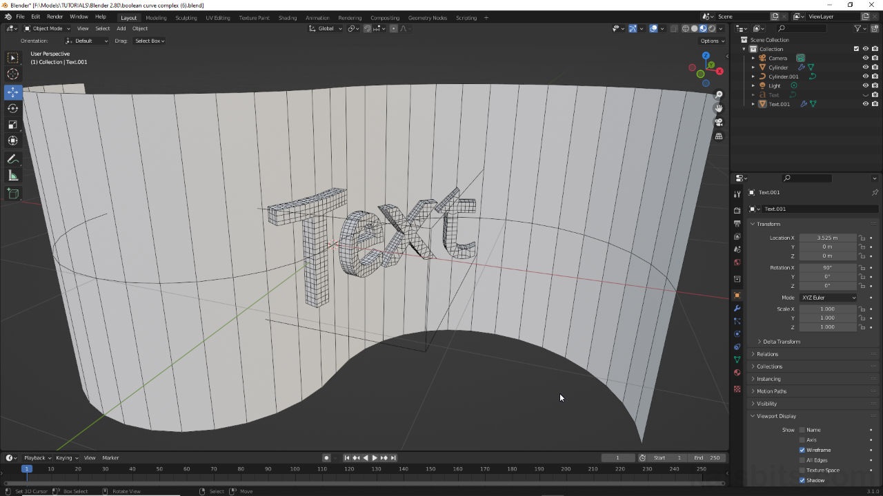 Emboss, Text in Curved & Non-linear Blender Knowledgebase