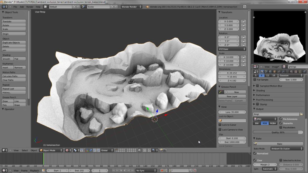 Baking Ambient Occlusion textures (maps) for terrain in Blender [VIDEO ...